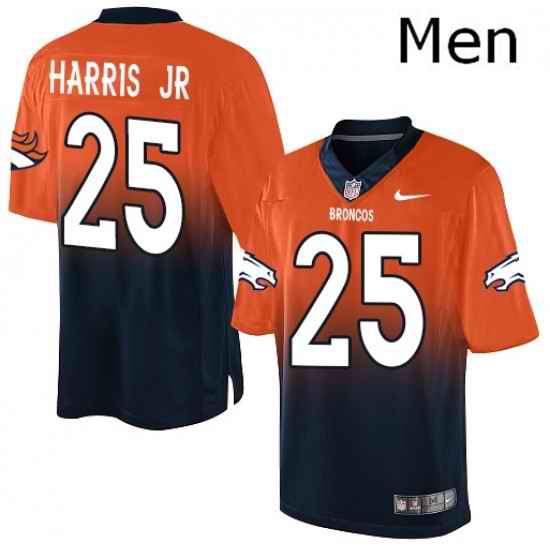 Men Nike Denver Broncos 25 Chris Harris Jr Elite OrangeNavy Fadeaway NFL Jersey